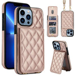 Custodia per cellulare a tracolla romboidale con protezione RFID e porta carte., For iPhone 13 Pro, For iPhone 13 mini, For iPhone 12 / 12 Pro