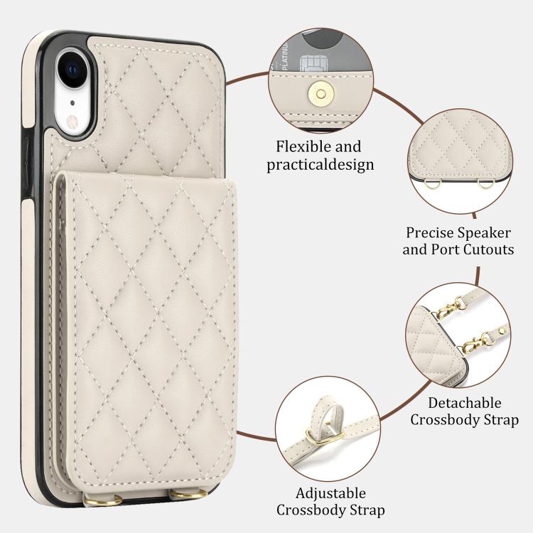 Custodia per cellulare a tracolla romboidale con protezione RFID e porta carte., For iPhone XR, For iPhone XS Max, For iPhone 8 Plus / 7 Plus