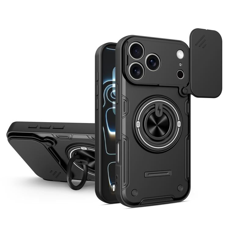 Custodia per telefono con anello scorrevole multifunzionale per fotocamera, For iPhone 17 Pro Max, For iPhone 17 Pro, For iPhone 17, For iPhone 16 Pro Max