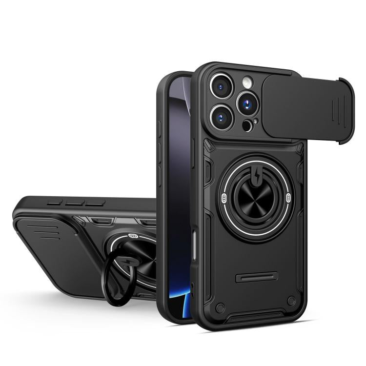 Custodia per telefono con anello scorrevole multifunzionale per fotocamera, For iPhone 17 Pro Max, For iPhone 17 Pro, For iPhone 17, For iPhone 16 Pro Max