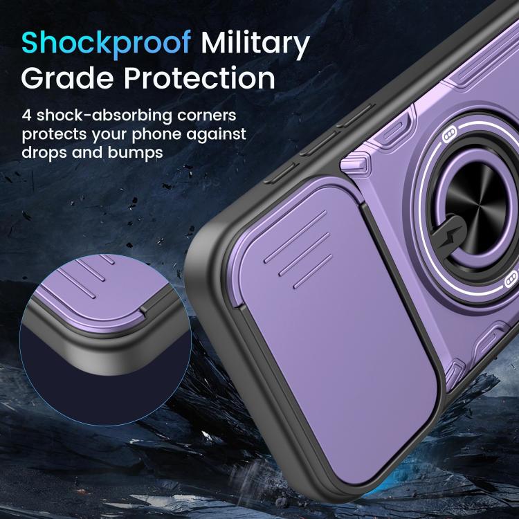 Custodia per telefono con anello scorrevole multifunzionale per fotocamera, For iPhone 16 Pro, For iPhone 16