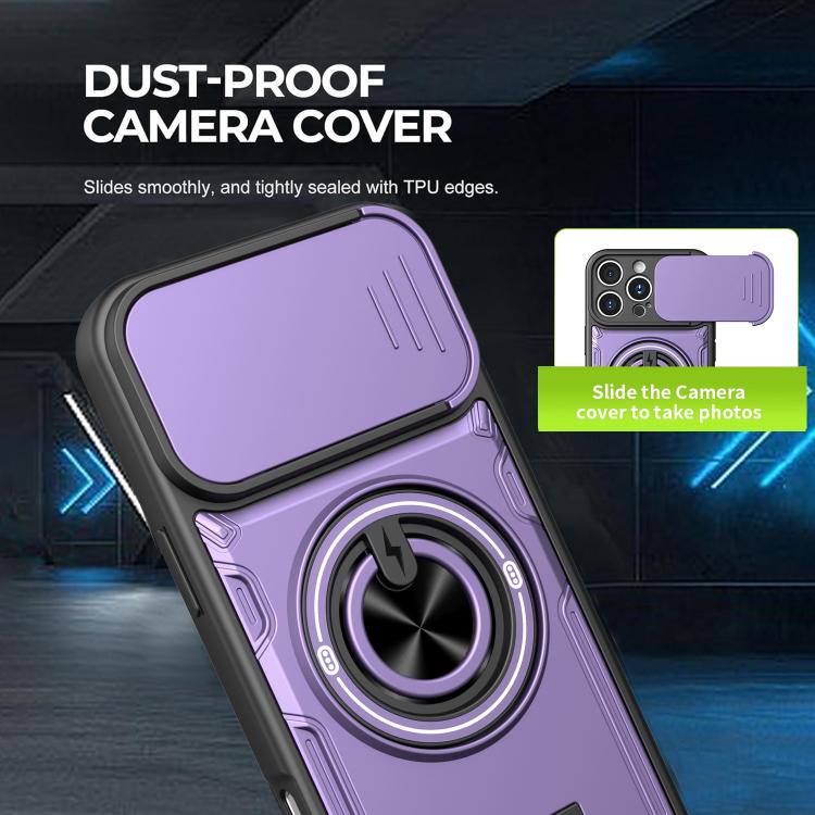 Custodia per telefono con anello scorrevole multifunzionale per fotocamera, For iPhone 16 Pro, For iPhone 16