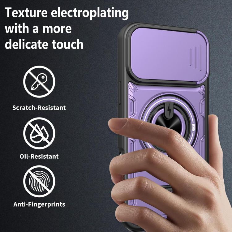 Custodia per telefono con anello scorrevole multifunzionale per fotocamera, For iPhone 16 Pro, For iPhone 16