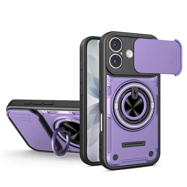 Custodia per telefono con anello scorrevole multifunzionale per fotocamera, For iPhone 16 Pro, For iPhone 16