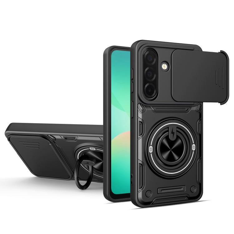 Custodia per telefono con anello scorrevole multifunzionale per fotocamera, For Galaxy S26+ 5G, For Galaxy S26 Ultra 5G, For Galaxy S26 5G