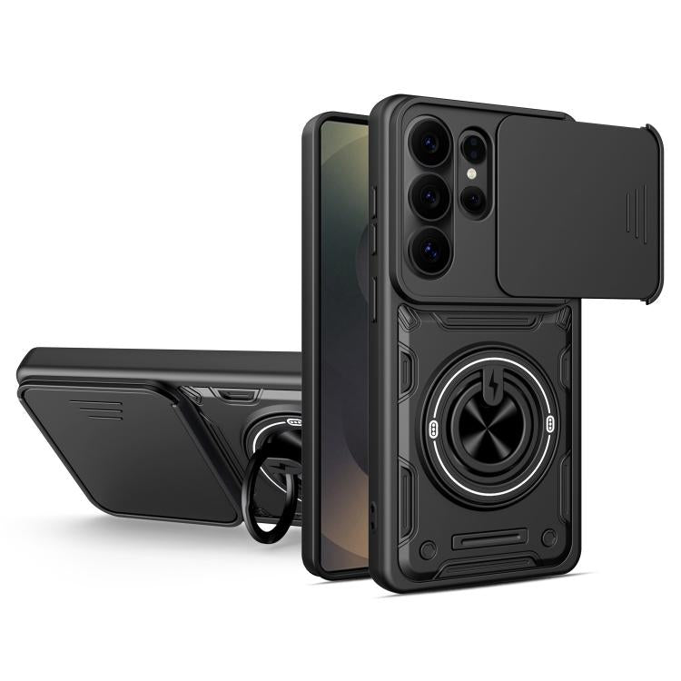 Custodia per telefono con anello scorrevole multifunzionale per fotocamera, For Galaxy S26+ 5G, For Galaxy S26 Ultra 5G, For Galaxy S26 5G