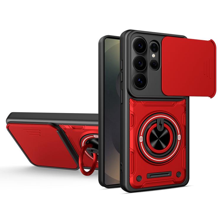 Custodia per telefono con anello scorrevole multifunzionale per fotocamera, For Galaxy S26+ 5G, For Galaxy S26 Ultra 5G, For Galaxy S26 5G