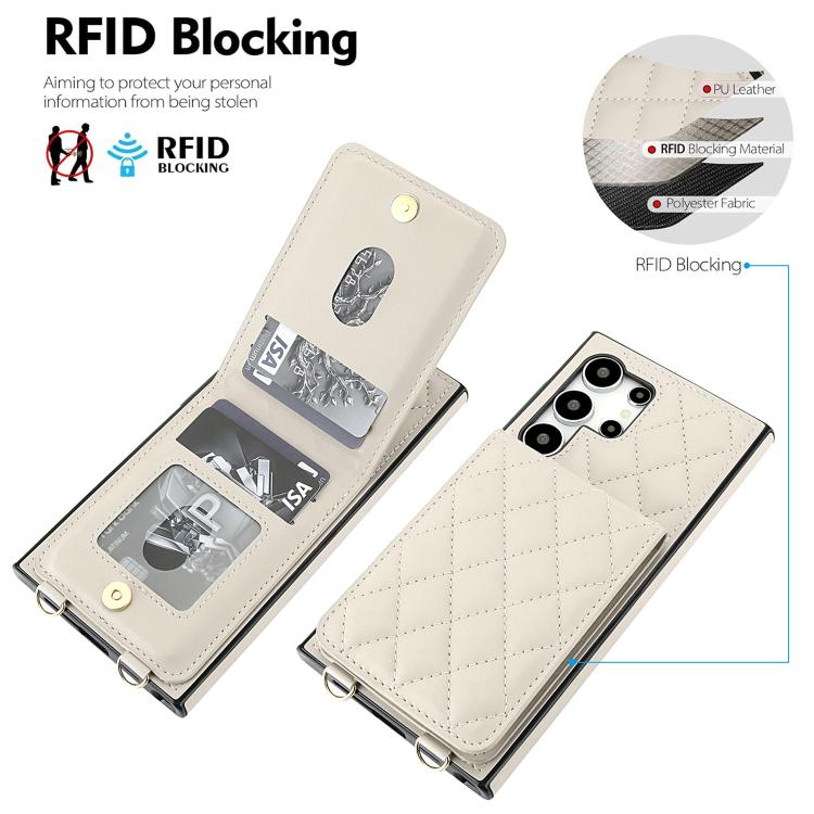 Custodia per cellulare a tracolla romboidale con protezione RFID e porta carte., For Galaxy S24 Ultra 5G, For Galaxy S24+ 5G, For Galaxy S24 5G