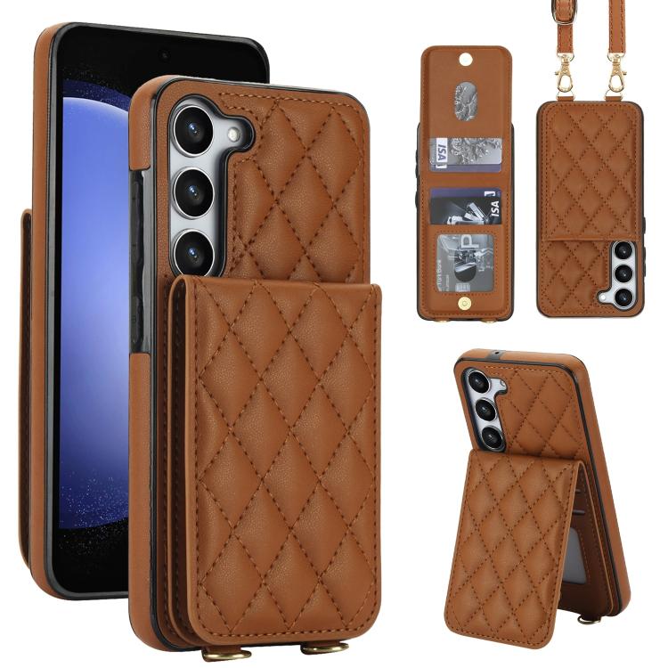 Custodia per cellulare a tracolla romboidale con protezione RFID e porta carte., For Galaxy S23 Ultra 5G, For Galaxy S23+ 5G, For Galaxy S23 5G