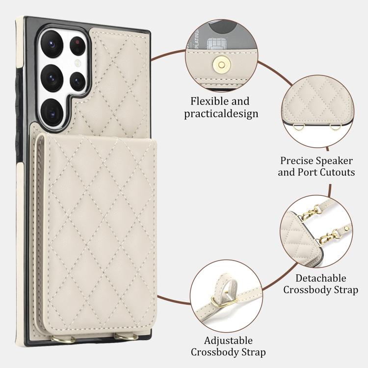 Custodia per cellulare a tracolla romboidale con protezione RFID e porta carte., For Galaxy S22 Ultra 5G, For Galaxy S22+ 5G, For Galaxy S22 5G