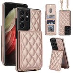 Custodia per cellulare a tracolla romboidale con protezione RFID e porta carte., For Galaxy S21 5G, For Galaxy S21+ 5G, For Galaxy S21 Ultra 5G