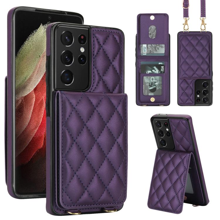 Custodia per cellulare a tracolla romboidale con protezione RFID e porta carte., For Galaxy S21 5G, For Galaxy S21+ 5G, For Galaxy S21 Ultra 5G