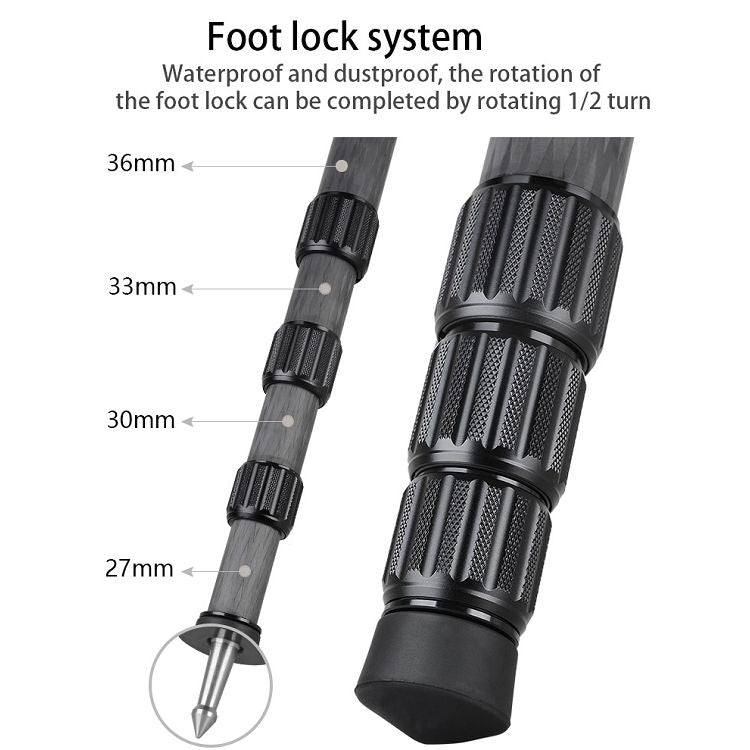 Treppiede grande in fibra di carbonio per videocamera robusta BEXIN ST424C, tubo massimo: 40 mm, ST424C