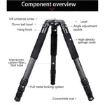 Treppiede grande in fibra di carbonio per videocamera robusta BEXIN ST424C, tubo massimo: 40 mm, ST424C