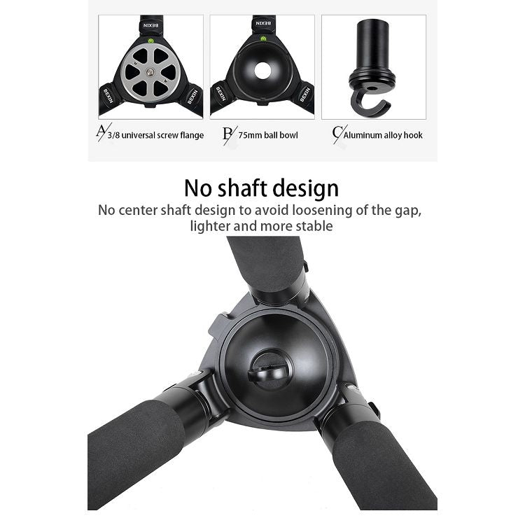 Treppiede grande in fibra di carbonio per videocamera robusta BEXIN ST424C, tubo massimo: 40 mm, ST424C