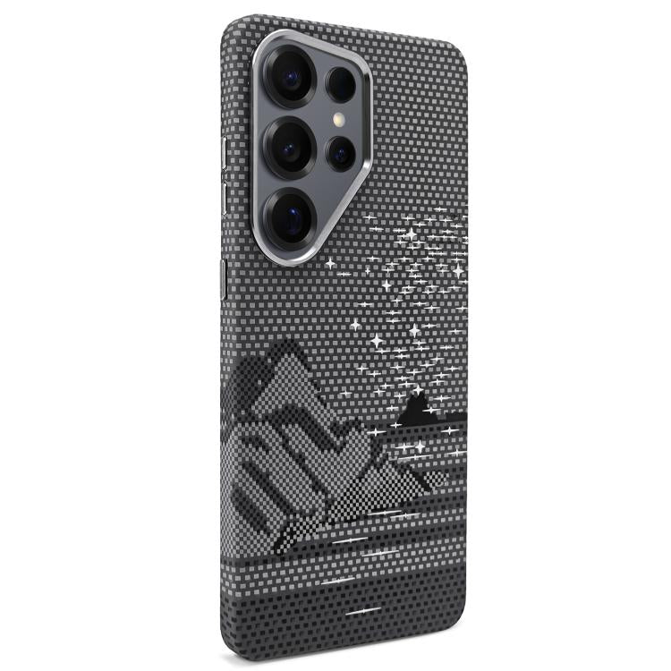 Adesivo per telefono magnetico con texture in Kevlar e effetto acqua, For Galaxy S26+ 5G, For Galaxy S26 Ultra 5G, For Galaxy S26 5G, For Galaxy S25 5G, For Galaxy S25+ 5G, For Galaxy S25 Ultra 5G
