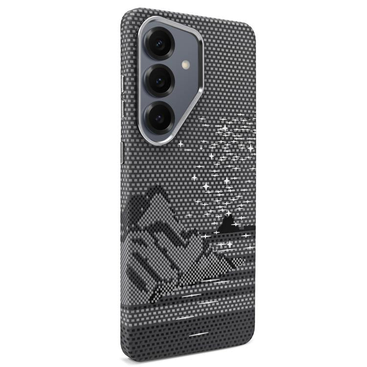 Adesivo per telefono magnetico con texture in Kevlar e effetto acqua, For Galaxy S26+ 5G, For Galaxy S26 Ultra 5G, For Galaxy S26 5G, For Galaxy S25 5G, For Galaxy S25+ 5G, For Galaxy S25 Ultra 5G