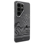 Adesivo per telefono magnetico con texture in Kevlar e effetto acqua, For Galaxy S26+ 5G, For Galaxy S26 Ultra 5G, For Galaxy S26 5G, For Galaxy S25 5G, For Galaxy S25+ 5G, For Galaxy S25 Ultra 5G