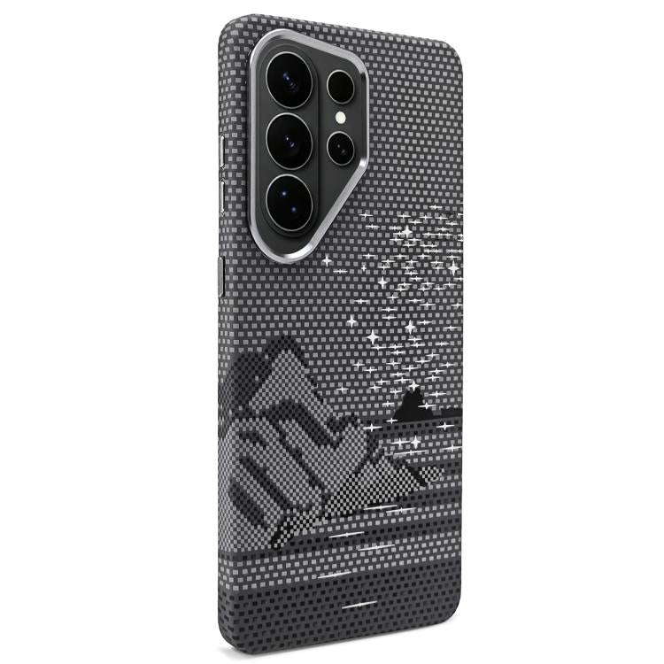 Adesivo per telefono magnetico con texture in Kevlar e effetto acqua, For Galaxy S26+ 5G, For Galaxy S26 Ultra 5G, For Galaxy S26 5G, For Galaxy S25 5G, For Galaxy S25+ 5G, For Galaxy S25 Ultra 5G