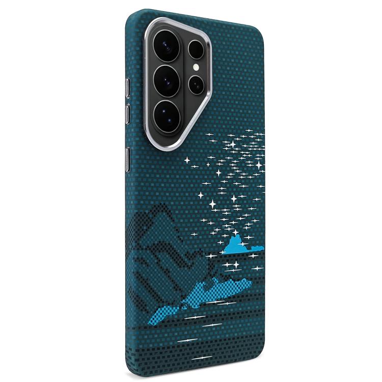 Adesivo per telefono magnetico con texture in Kevlar e effetto acqua, For Galaxy S26+ 5G, For Galaxy S26 Ultra 5G, For Galaxy S26 5G, For Galaxy S25 5G, For Galaxy S25+ 5G, For Galaxy S25 Ultra 5G
