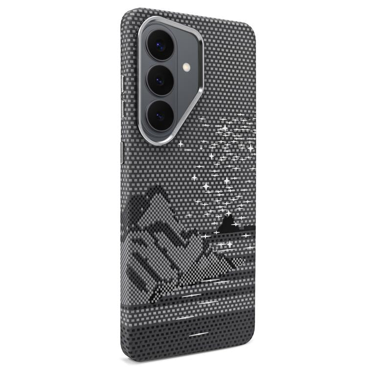 Adesivo per telefono magnetico con texture in Kevlar e effetto acqua, For Galaxy S26+ 5G, For Galaxy S26 Ultra 5G, For Galaxy S26 5G, For Galaxy S25 5G, For Galaxy S25+ 5G, For Galaxy S25 Ultra 5G