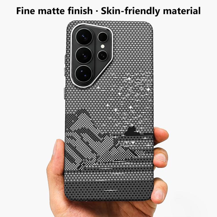 Adesivo per telefono magnetico con texture in Kevlar e effetto acqua, For Galaxy S26+ 5G, For Galaxy S26 Ultra 5G, For Galaxy S26 5G, For Galaxy S25 5G, For Galaxy S25+ 5G, For Galaxy S25 Ultra 5G