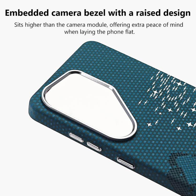 Adesivo per telefono magnetico con texture in Kevlar e effetto acqua, For Galaxy S26+ 5G, For Galaxy S26 Ultra 5G, For Galaxy S26 5G, For Galaxy S25 5G, For Galaxy S25+ 5G, For Galaxy S25 Ultra 5G