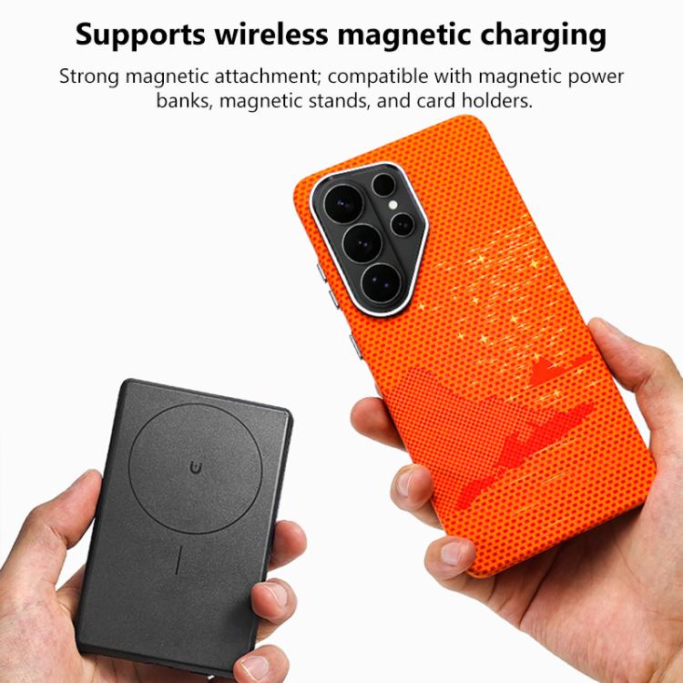Adesivo per telefono magnetico con texture in Kevlar e effetto acqua, For Galaxy S26+ 5G, For Galaxy S26 Ultra 5G, For Galaxy S26 5G, For Galaxy S25 5G, For Galaxy S25+ 5G, For Galaxy S25 Ultra 5G