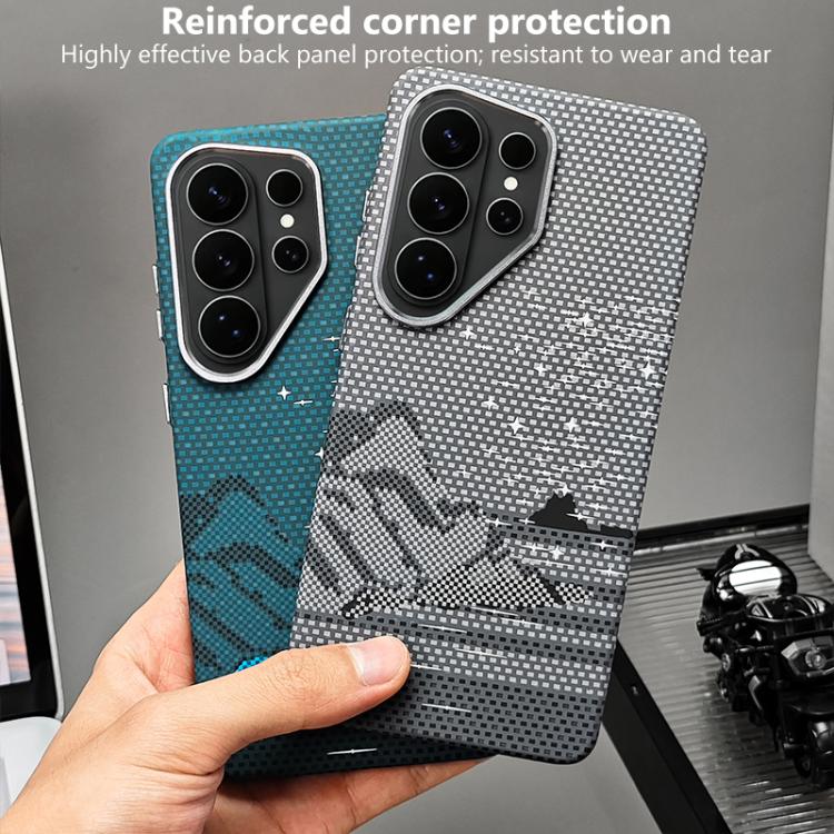 Adesivo per telefono magnetico con texture in Kevlar e effetto acqua, For Galaxy S26+ 5G, For Galaxy S26 Ultra 5G, For Galaxy S26 5G, For Galaxy S25 5G, For Galaxy S25+ 5G, For Galaxy S25 Ultra 5G