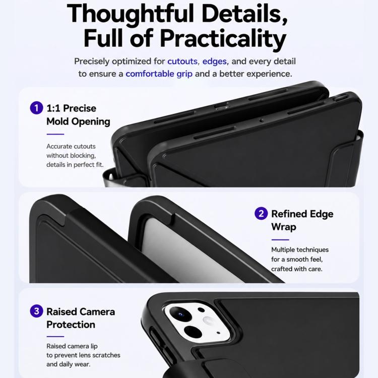 Custodia in pelle XDcase con cornice rimovibile, chiusura magnetica su entrambi i lati, per tablet smart, con portapenna., For iPad Air 11 2026/2025/2024, For iPad 2025 / 2022, For iPad mini 2024 / 2021, For iPad Pro 11 2022/2021/2020/2018             ...