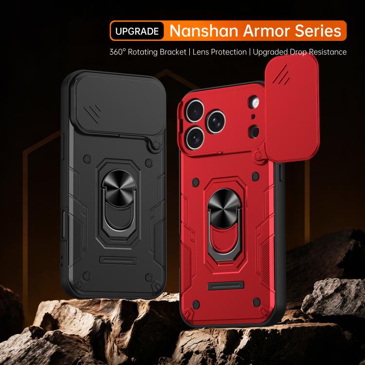 Custodia per telefono Nanshan Armor con anello scorrevole per fotocamera., For iPhone 17 Pro Max, For iPhone 17 Pro, For iPhone 17, For iPhone 16 Pro Max