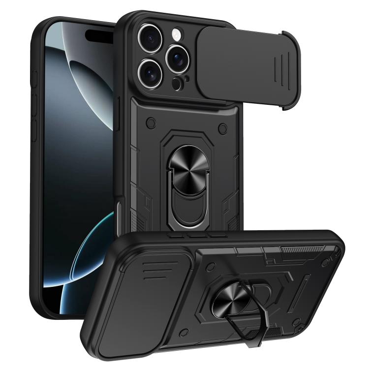 Custodia per telefono Nanshan Armor con anello scorrevole per fotocamera., For iPhone 17 Pro Max, For iPhone 17 Pro, For iPhone 17, For iPhone 16 Pro Max