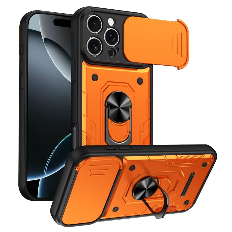 Custodia per telefono Nanshan Armor con anello scorrevole per fotocamera., For iPhone 16 Pro, For iPhone 16