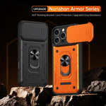 Custodia per telefono Nanshan Armor con anello scorrevole per fotocamera., For iPhone 16 Pro, For iPhone 16