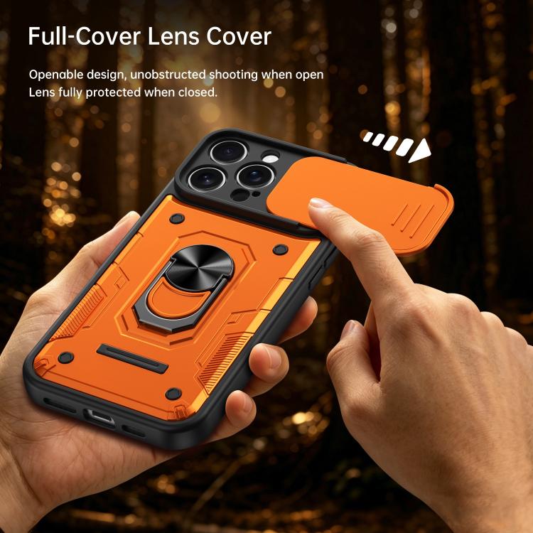 Custodia per telefono Nanshan Armor con anello scorrevole per fotocamera., For iPhone 16 Pro, For iPhone 16