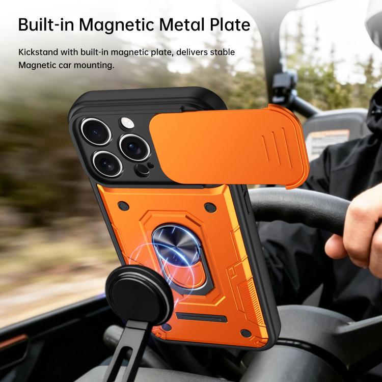 Custodia per telefono Nanshan Armor con anello scorrevole per fotocamera., For iPhone 16 Pro, For iPhone 16