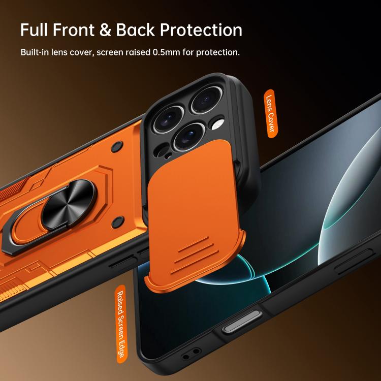 Custodia per telefono Nanshan Armor con anello scorrevole per fotocamera., For iPhone 16 Pro, For iPhone 16