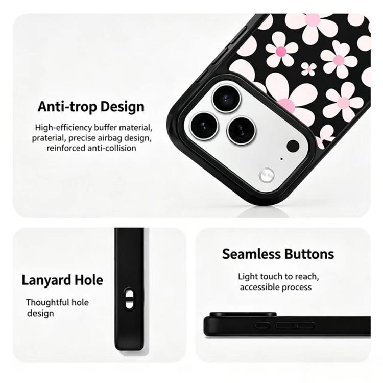 Custodia per telefono in silicone PC anti-caduta con motivo a bouquet, For iPhone 17 Pro Max, For iPhone 17 Pro, For iPhone 17