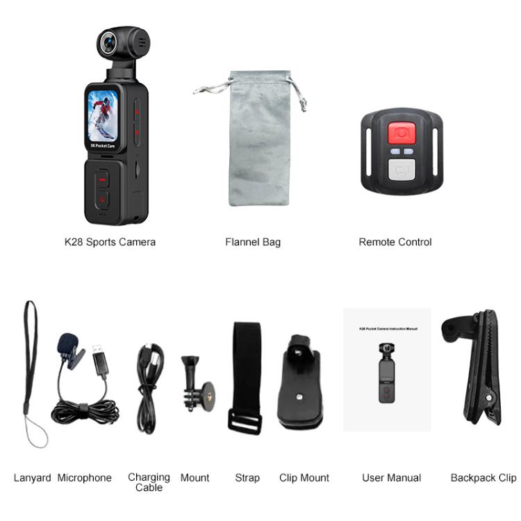 K28 Gimbal Camera con schermo IPS 1,69" e registrazione 5K