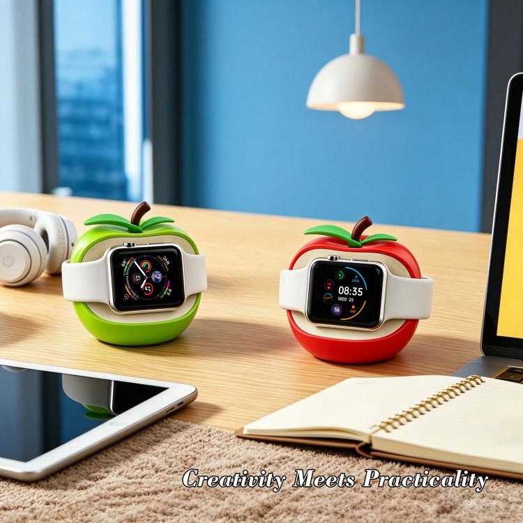 Supporto di ricarica in silicone a forma di mela per smartwatch dal design creativo., For Apple Watch Full Series