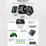 Xiaomi Redmi Watch 6, schermo AMOLED da 2,07 pollici, impermeabile fino a 5 ATM, supporta il monitoraggio della frequenza cardiaca e dell'ossigeno nel sangue., Redmi Watch 6 (Silver), Redmi Watch 6 (Blue), Redmi Watch 6 (Black)