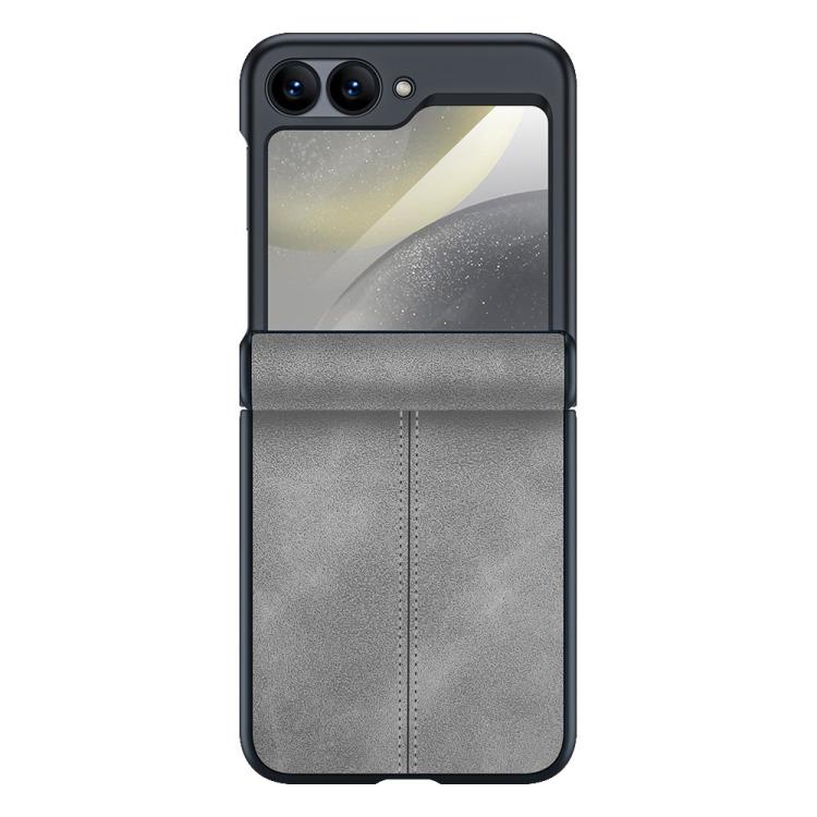 Custodia per telefono con cerniera magnetica e texture in pelle di pecora integrata, con cuciture a vista., For Galaxy Z Flip7 5G, For Galaxy Z Flip6 5G
