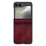 Custodia per telefono con cerniera magnetica e texture in pelle di pecora integrata, con cuciture a vista., For Galaxy Z Flip7 5G, For Galaxy Z Flip6 5G