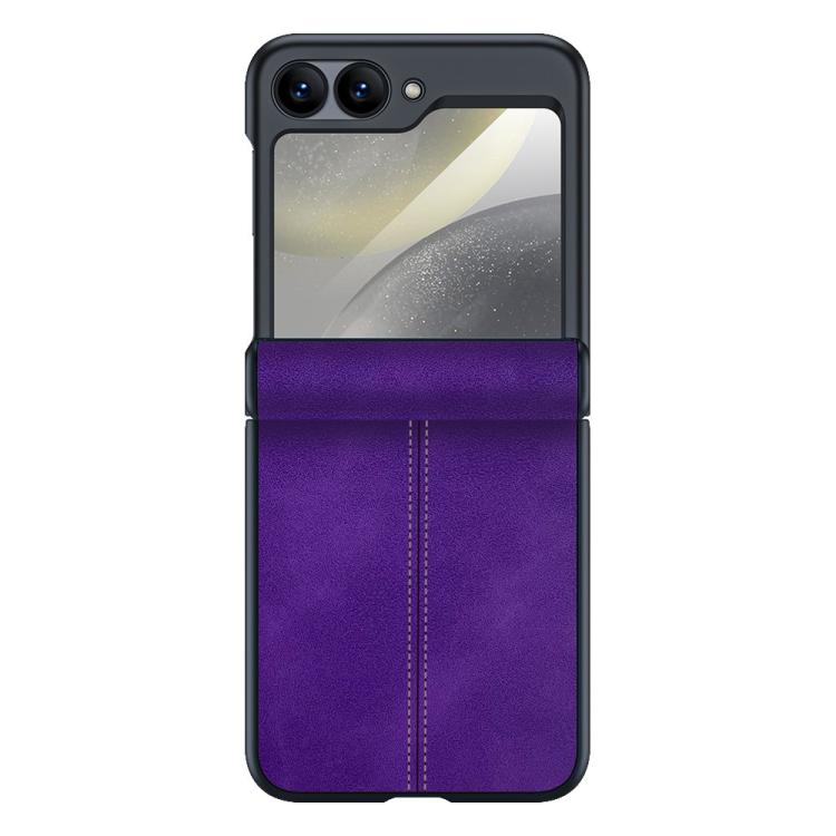 Custodia per telefono con cerniera magnetica e texture in pelle di pecora integrata, con cuciture a vista., For Galaxy Z Flip7 5G, For Galaxy Z Flip6 5G