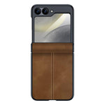 Custodia per telefono con cerniera magnetica e texture in pelle di pecora integrata, con cuciture a vista., For Galaxy Z Flip7 5G, For Galaxy Z Flip6 5G