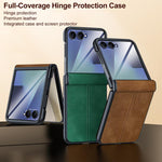 Custodia per telefono con cerniera magnetica e texture in pelle di pecora integrata, con cuciture a vista., For Galaxy Z Flip7 5G, For Galaxy Z Flip6 5G