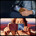 Custodia per telefono con cerniera magnetica e texture in pelle di pecora integrata, con cuciture a vista., For Galaxy Z Flip7 5G, For Galaxy Z Flip6 5G