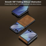 Custodia per telefono con cerniera magnetica e texture in pelle di pecora integrata, con cuciture a vista., For Galaxy Z Flip7 5G, For Galaxy Z Flip6 5G