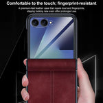 Custodia per telefono con cerniera magnetica e texture in pelle di pecora integrata, con cuciture a vista., For Galaxy Z Flip7 5G, For Galaxy Z Flip6 5G