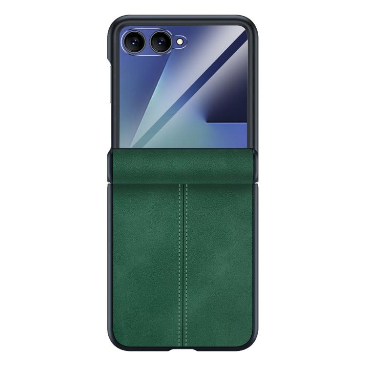 Custodia per telefono con cerniera magnetica e texture in pelle di pecora integrata, con cuciture a vista., For Galaxy Z Flip7 5G, For Galaxy Z Flip6 5G